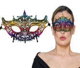 Nessiworld Colorful Lace Cut Lace Embroidered Prom Party Mask Rainbow